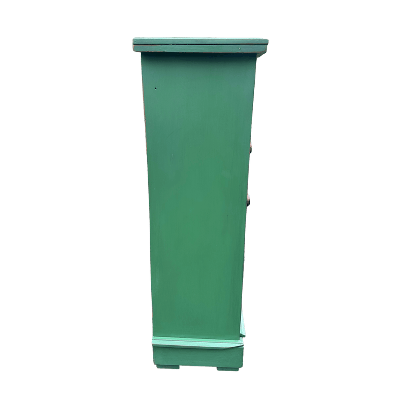 Green Painted Slim Narrow Victorian Chest of DrawersVintage Frog