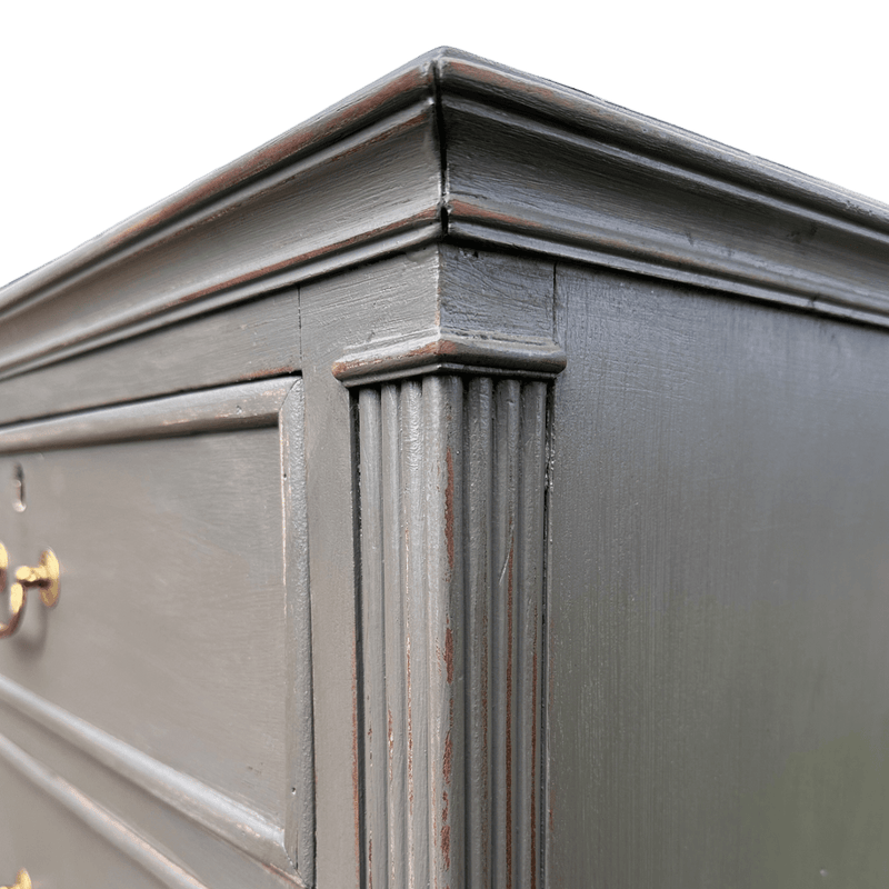 Hand Painted Victorian Chest of Drawers, Dark Taupe GreyVintage Frog