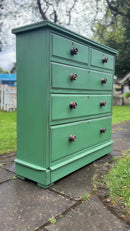 Green Painted Slim Narrow Victorian Chest of Drawers