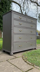 Hand Painted Victorian Chest of Drawers, Dark Taupe Grey