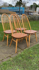 Set X Four Vintage Ercol Quaker Windsor Dining Chairs (blue label)