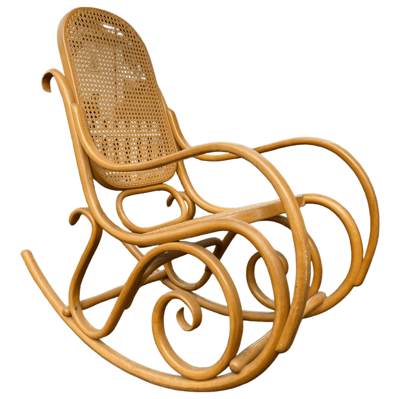 Vintage Bentwood Rocking Chair with Cane Seat And Back RestVintage Frog
