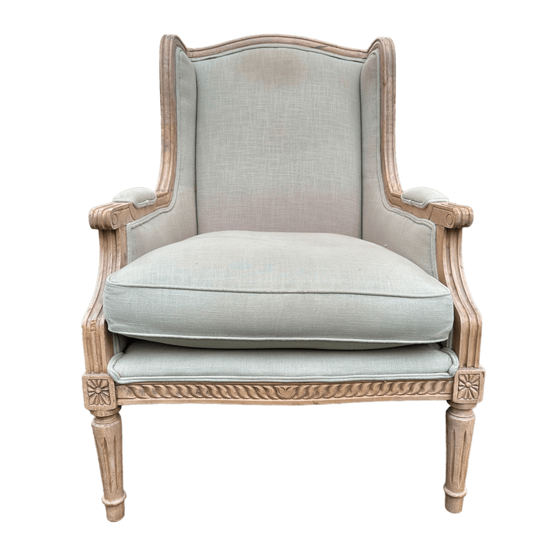 Vintage French Style Bergere Upholstered ArmchairVintage Frog