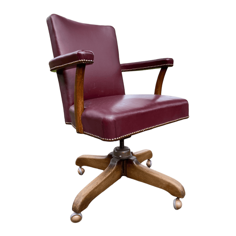 Vintage Red Upholstered Captains Desk Office ChairVintage Frog