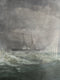 20th Century Mixed Media Painting of Boats In Choppy SeasVintage FrogVintage Item