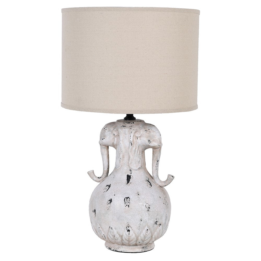 Distressed Elephant Lamp with Shade Vintage Frog