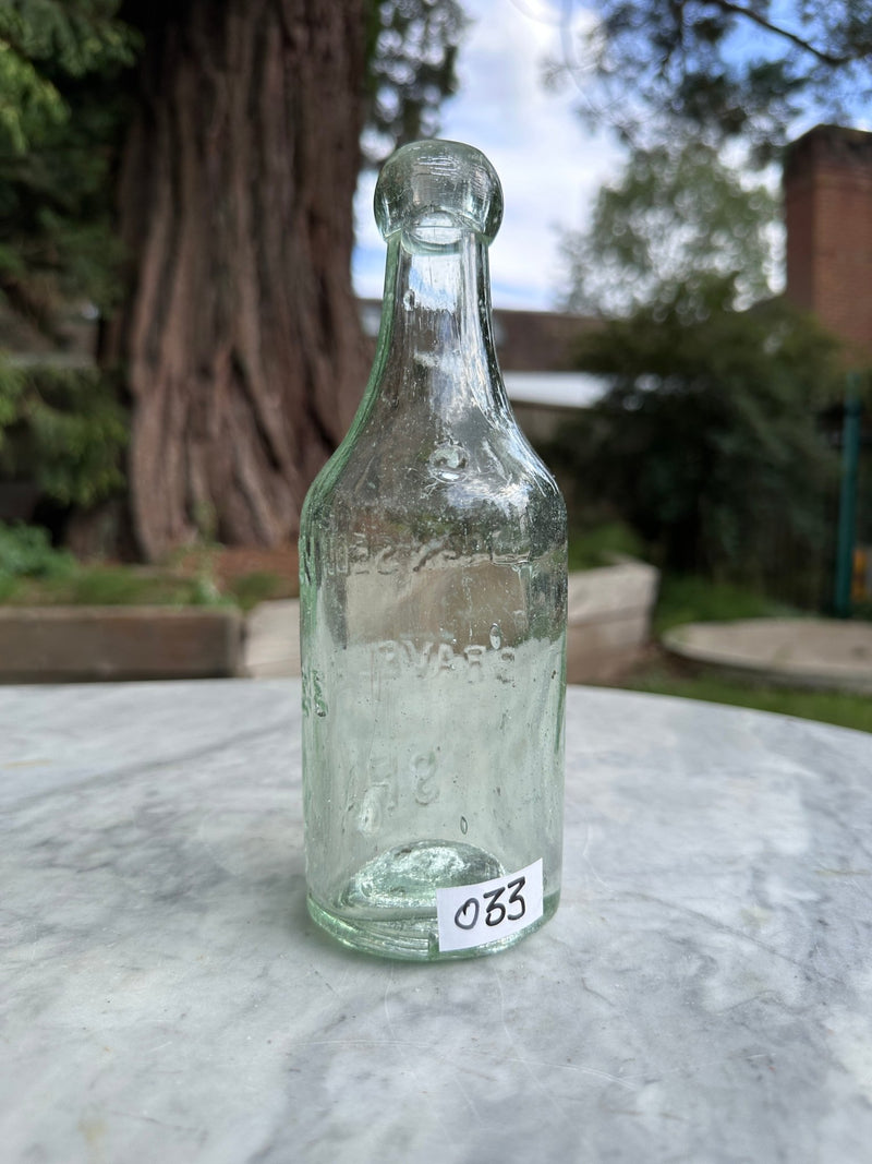 John Seddon, Gravel Hole Spa Antique Aqua Glass Bottle - Vintage Glass BottleVintage FrogBottle