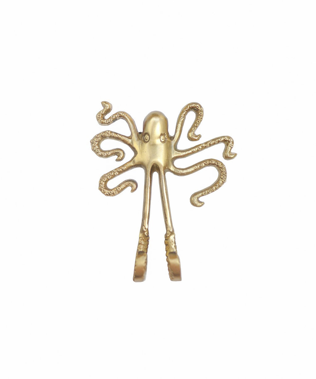 Octopus Hook, Wall Mounted Brass Coat Hook Decor – Vintage Frog