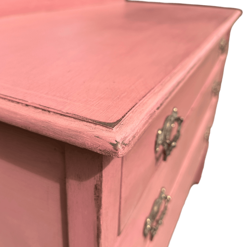 3 Drawer Antique Edwardian Chest of Drawers Painted Dusky PinkVintage Frog