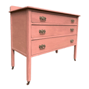 3 Drawer Antique Edwardian Chest of Drawers Painted Dusky PinkVintage Frog