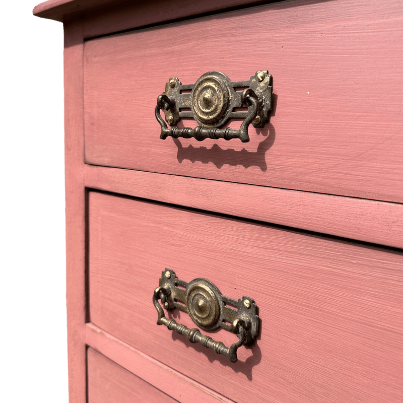 3 Drawer Antique Edwardian Chest of Drawers Painted Dusky PinkVintage Frog