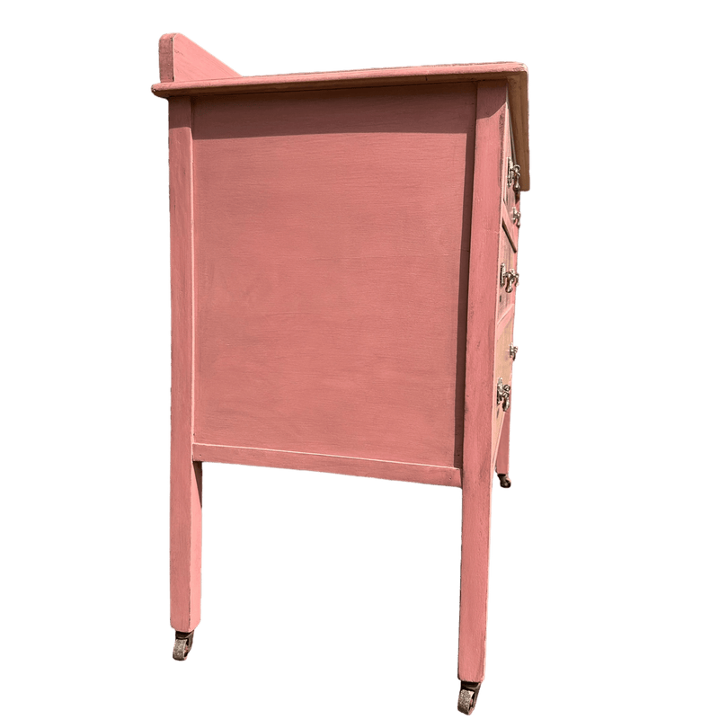 3 Drawer Antique Edwardian Chest of Drawers Painted Dusky PinkVintage Frog