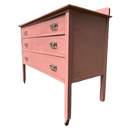 3 Drawer Antique Edwardian Chest of Drawers Painted Dusky PinkVintage Frog