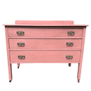 3 Drawer Antique Edwardian Chest of Drawers Painted Dusky PinkVintage Frog