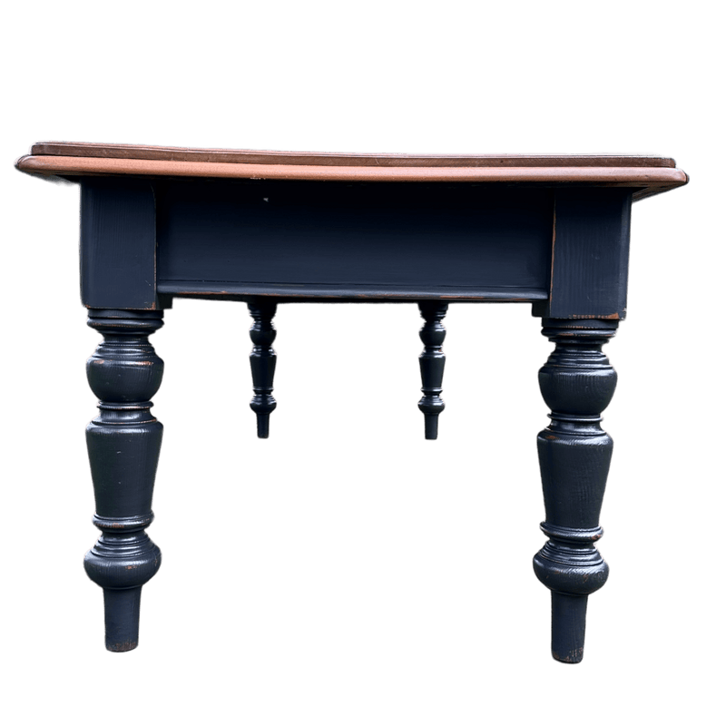8ft Long Farmhouse Style Kitchen Dining Table with Black Painted Turned LegsVintage Frog