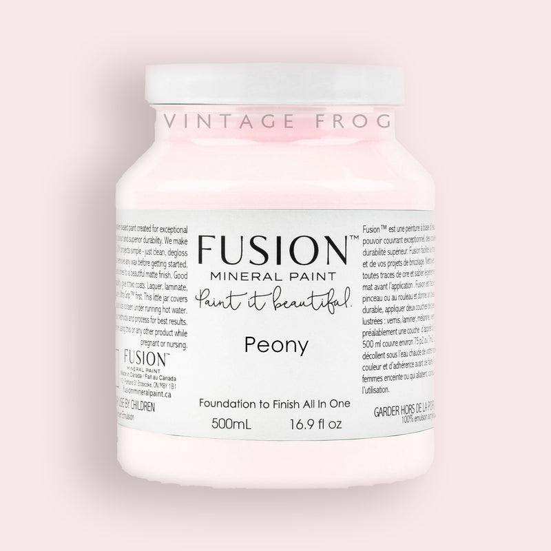 Peony, light pink Colour, 500ml Fusion Mineral Paint, eco-friendly easy to use, durable, furniture paint, available at Vintage Frog in Surrey, UK