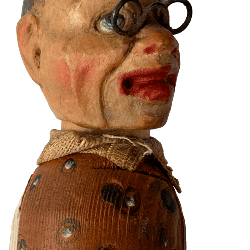 Anri Wooden Man Bobble Head Bottle Stopper With CorkVintage Frog