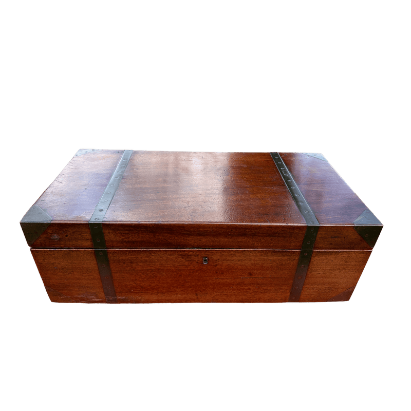 Antique Campaign Style Writing Slope BoxVintage Frog