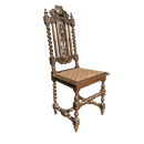 Antique Carved Gothic Oak Throne Chair with Upholstered Seat and Barley Twist SupportsVintage Frog