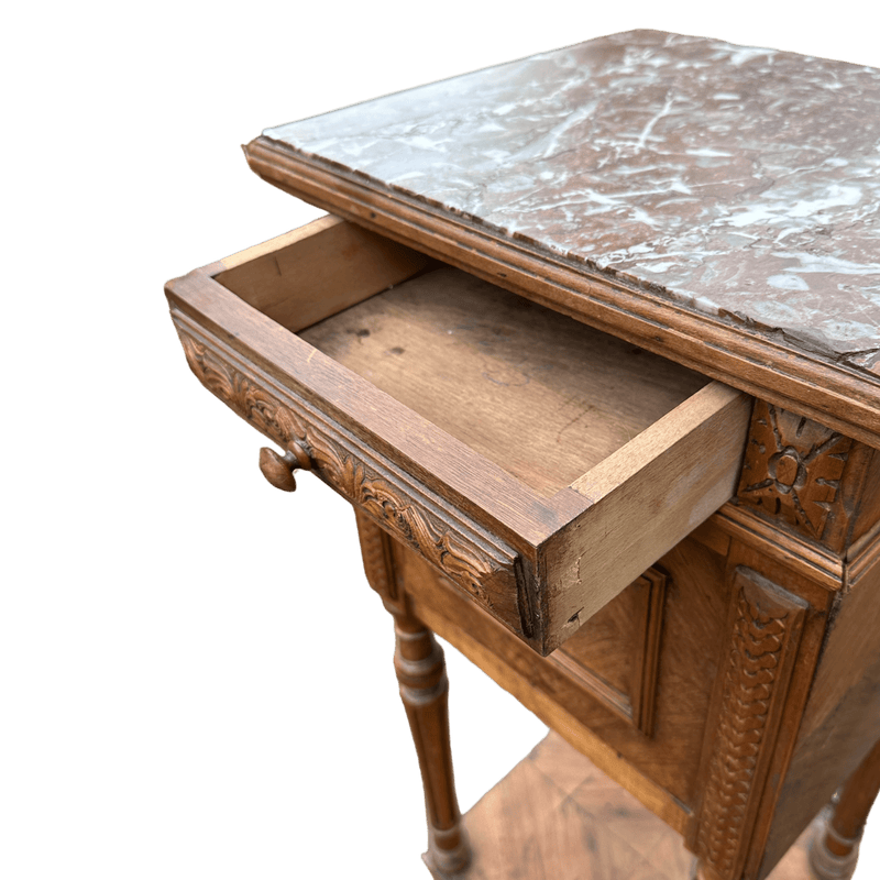Antique French Pot Cupboard Bedside Table With Marble Top and InteriorVintage Frog
