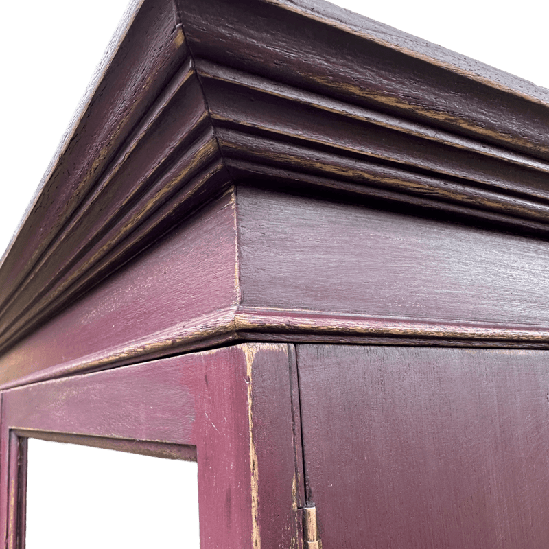 Antique Glazed Bookcase Painted In Elderberry ColourVintage Frog