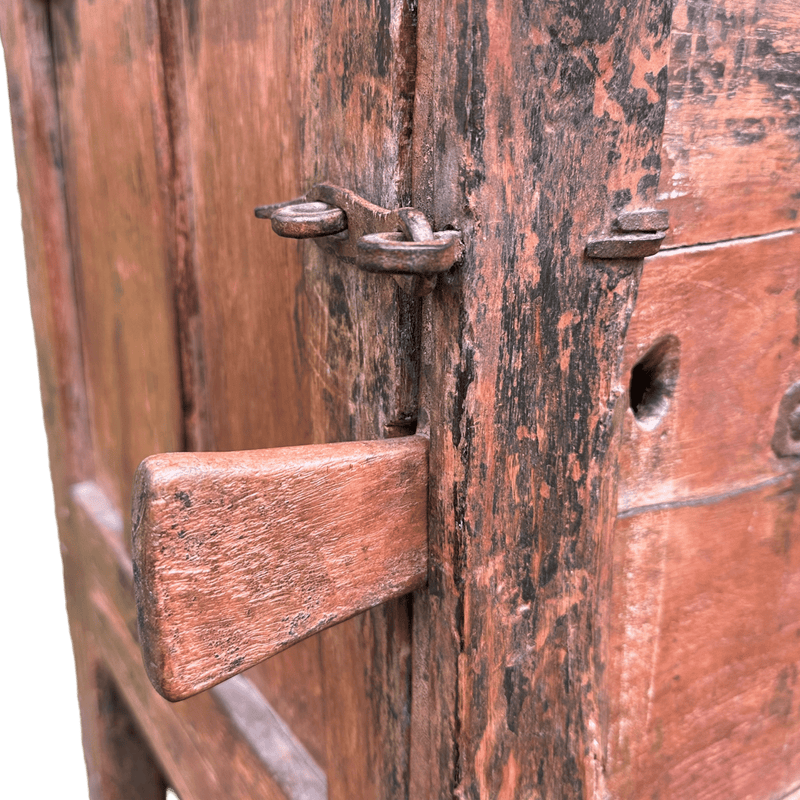 Antique Indian Damchiya Dowry Chest Hand Carved Hardwood SideboardVintage Frog