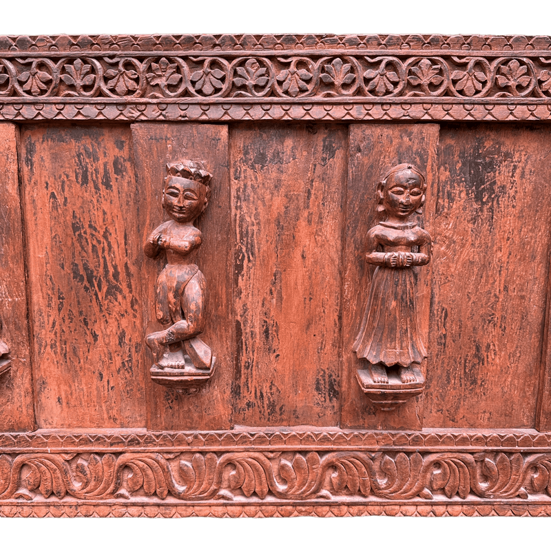 Antique Indian Damchiya Dowry Chest Hand Carved Hardwood SideboardVintage Frog