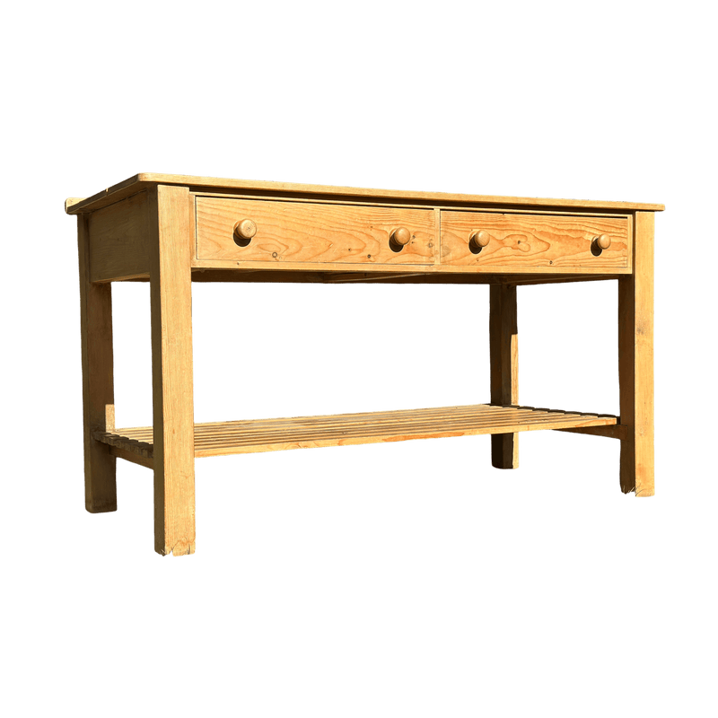 Antique Pine Kitchen Island / Potting TableVintage Frog