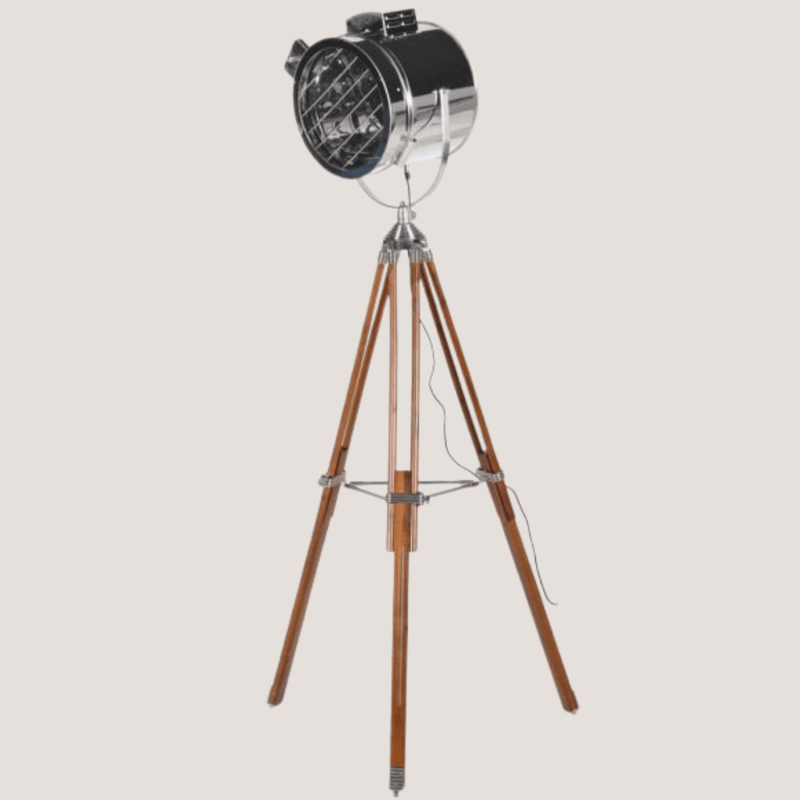 Chrome and Wood Tripod LampVintage Frog C/H