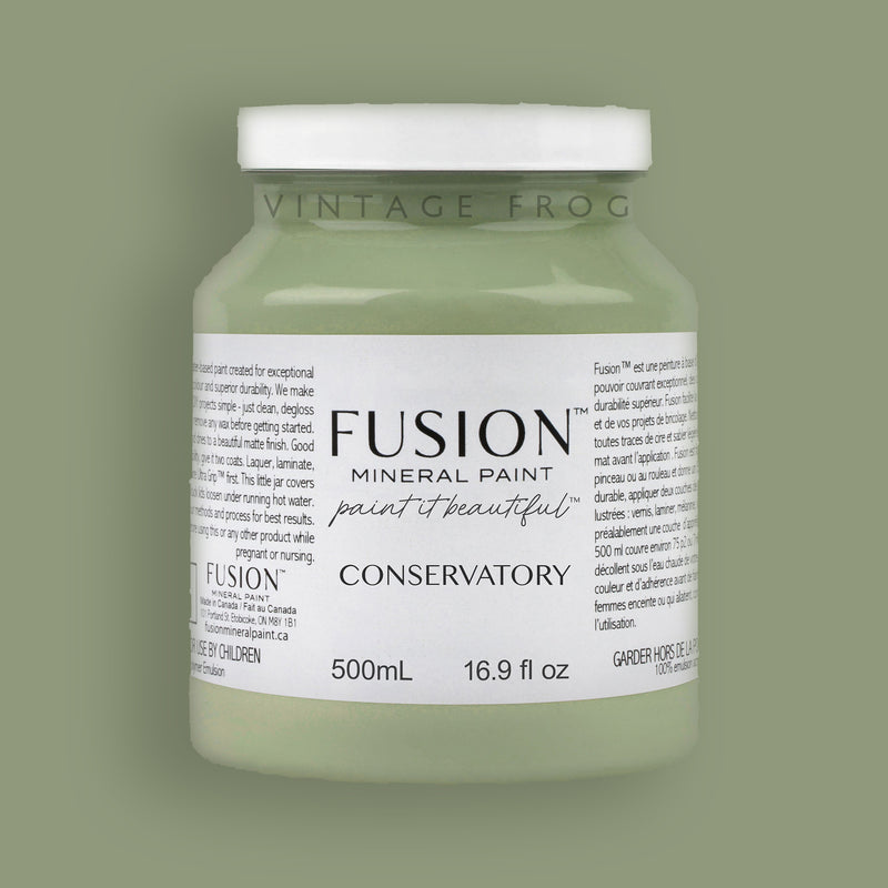 Conservatory, Light Green Colour, 500ml Fusion Mineral Paint, eco-friendly easy to use, durable, furniture paint, available at Vintage Frog in Surrey, UK