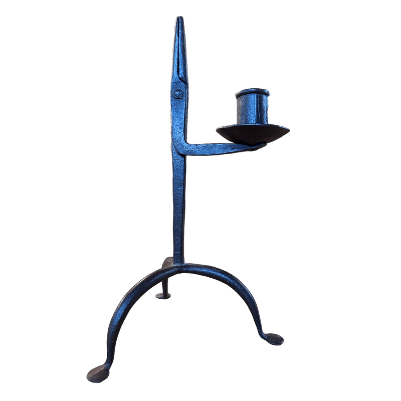 Early 19th Century Wrought Iron Rushnip Candlestick – Rare Antique Lighting ToolVintage Frog