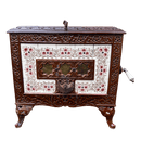 Enamelled and Tiled Antique French Cast Iron Art Nouveau Wood Stove, Log BurnerVintage Frog