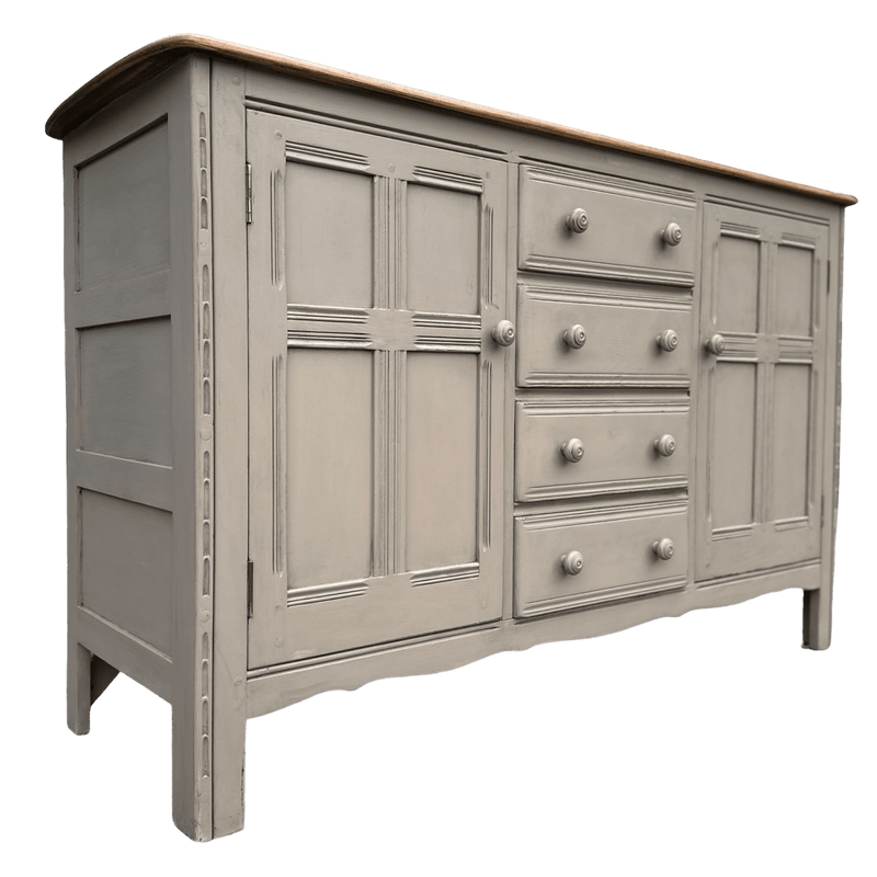 Ercol Taupe Grey Painted Sideboard With Four Drawers And Two CupboardsVintage FrogHand Painted Furniture