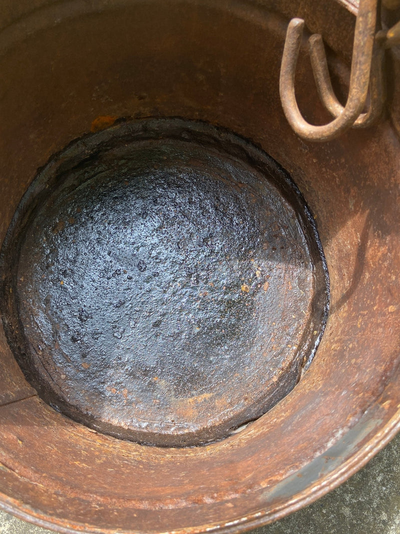 Extra Large Indian metal galvanised pail bucket with handle & hooksVintage Frog