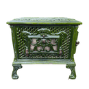 Green Enamelled Antique French Cast Iron Art Nouveau Wood Stove, Log Burner - Le BrulboisVintage Frog