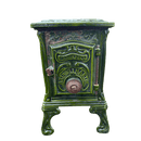 Green Enamelled Antique French Cast Iron Art Nouveau Wood Stove, Log Burner - Le BrulboisVintage Frog