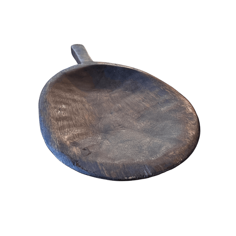 Hand - Carved Indian Wooden Chapati Bowl / Serving Platter – Rustic Kitchenware Antipasti BoardVintage Frog