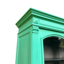 Hand Painted Arsenic Green Coloured French Glazed Armoire Style Display CabinetVintage Frog