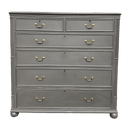 Hand Painted Victorian Chest of Drawers, Dark Taupe GreyVintage Frog