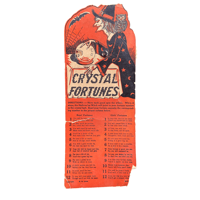 Highly Collectable and Rare Beistle 1940's Halloween 'Crystal Fortunes' Die Cut Cardboard Toy GameVintage FrogHalloween Fun