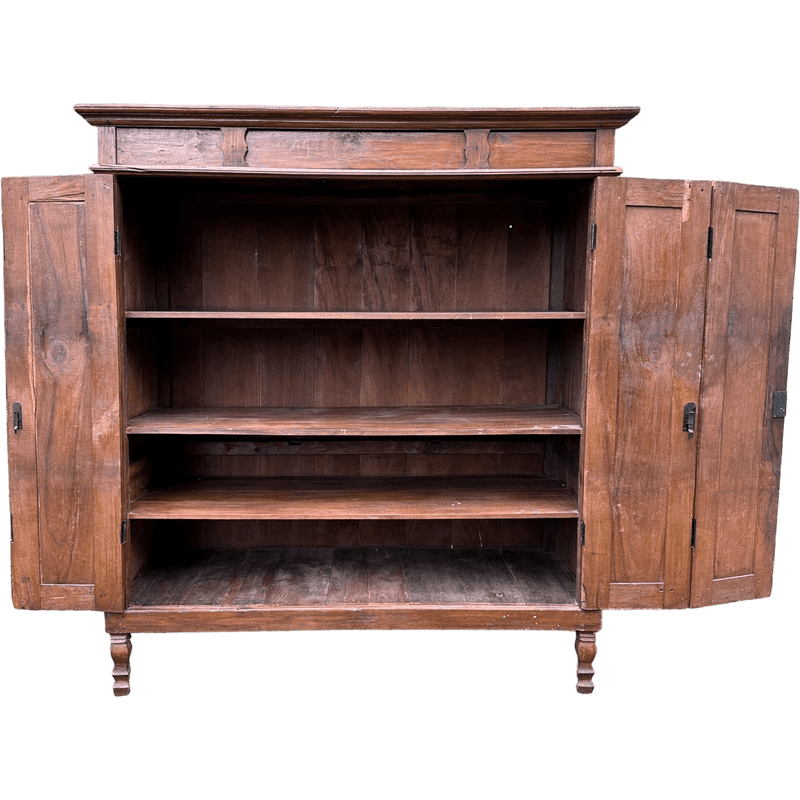 Huge Asian Hardwood Kitchen Larder Shelving Cabinet Dresser With Double Hinged DoorsVintage Frog