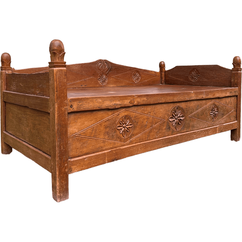 Huge Vintage Asian Hardwood Large Daybed SofaVintage Frog