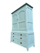 Late 19th Century Linen Cupboard With Faux Bottom Draws, Painted in Small & Co Furniture Paint in Mayfair Morning.Vintage Frog