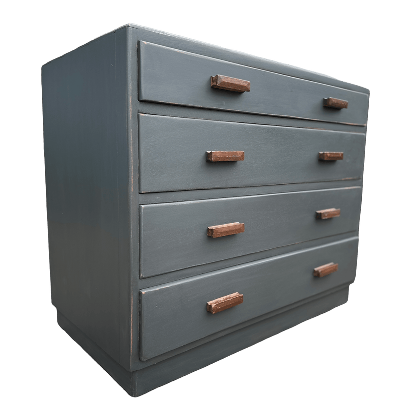 Mid Century Black Painted Ebonised Four Draw Chest of DrawersVintage FrogHand Painted Furniture