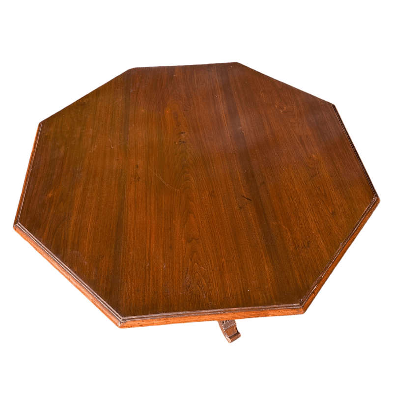 Octagonal Antique Occasional Dining / Side / Hall Table With Gothic Carved Pedestal BaseVintage Frog