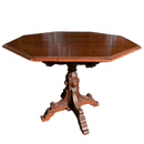 Octagonal Antique Occasional Dining / Side / Hall Table With Gothic Carved Pedestal BaseVintage Frog