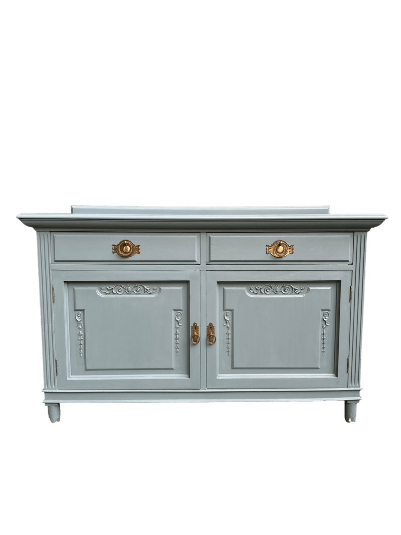 Ornate Edwardian Sideboard Painted in Small & Co Furniture Paint, Beacon Blue.Vintage Frog