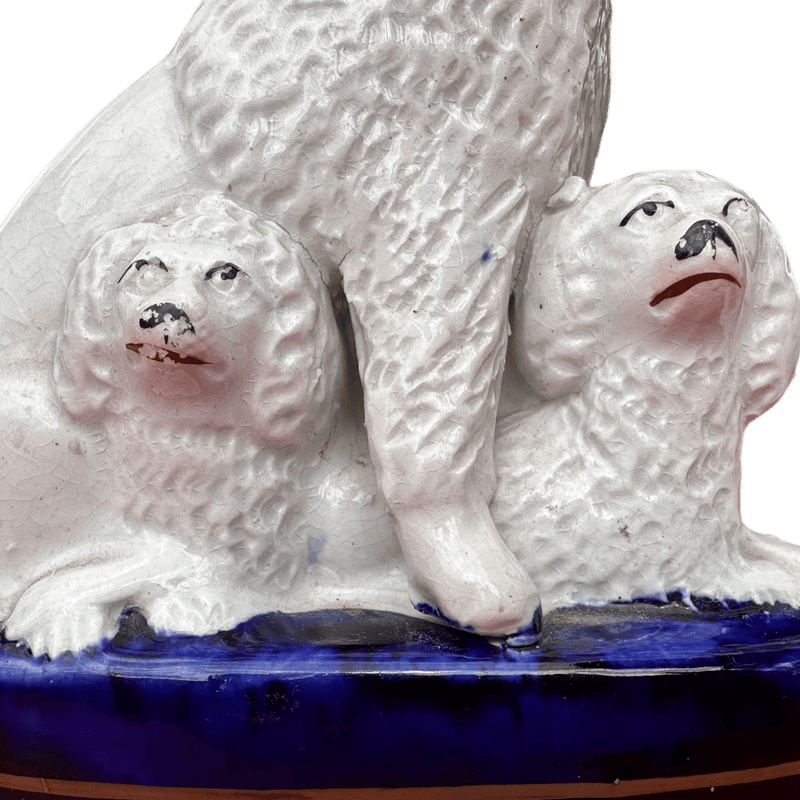 Pair of 19th Century Ceramic Staffordshire Poodle DogsVintage Frog