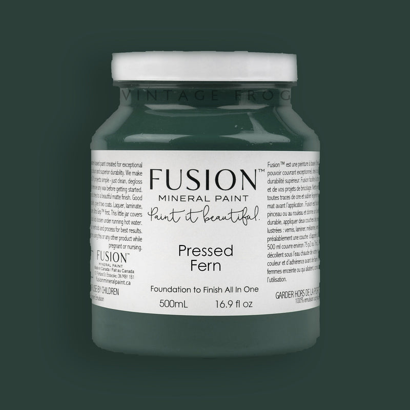 Pressed Fern, Green Colour, 500ml Fusion Mineral Paint, eco-friendly easy to use, durable, furniture paint, available at Vintage Frog in Surrey, UK