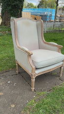 Vintage French Style Bergere Upholstered Armchair